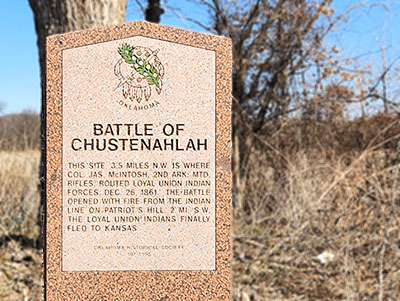 A granite marker for the Battle of Chustenahlah 